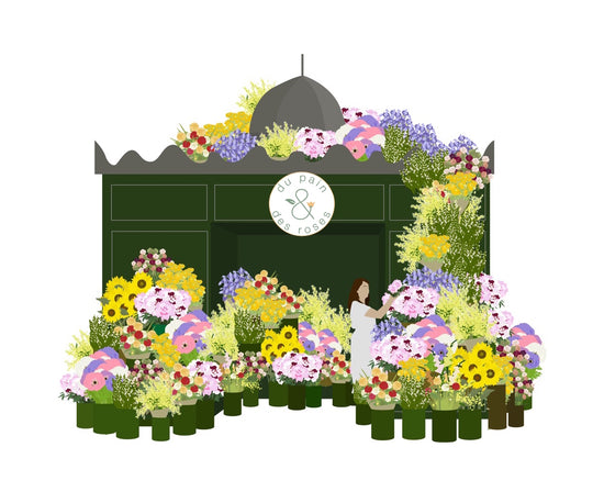 Le Kiosque à fleurs présent place d'estienne d'orves dans le 9ème arrondissement, propose des fleurs écologiques et de saison tout au long de l'année. Kiosque qui sert aussi d'école à la formation de l'association du Pain & des Roses
